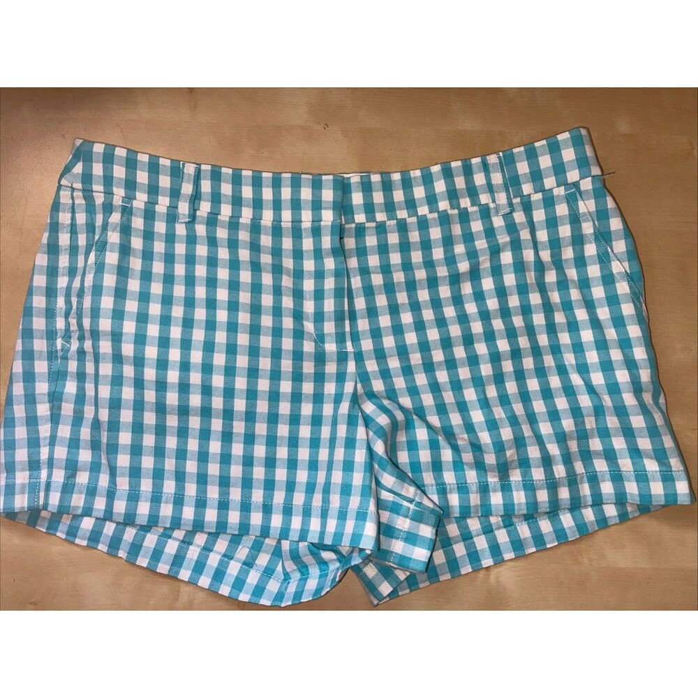 J. Crew Shorts Womens 14 Blue Gingham Check Pockets NWT